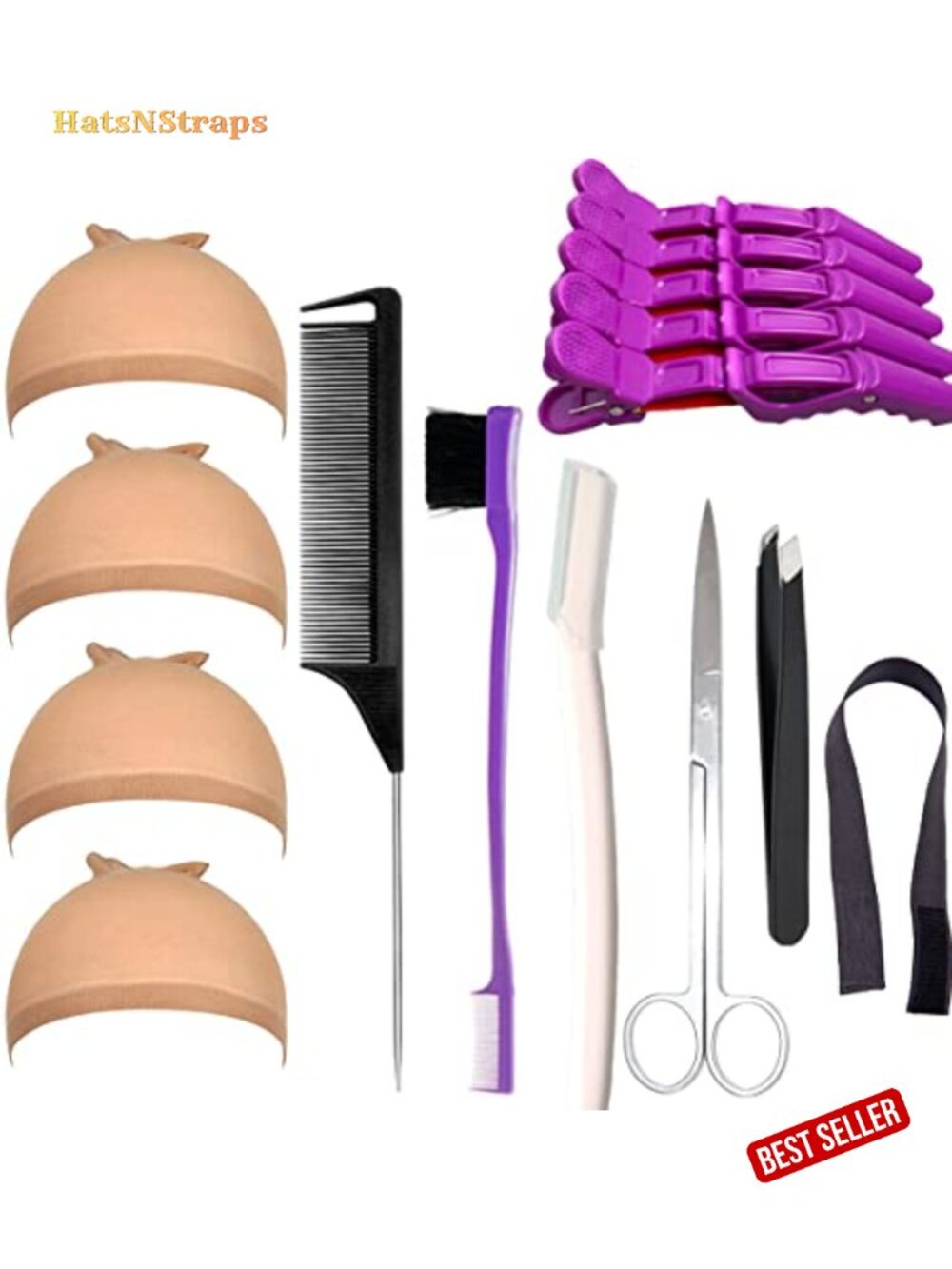 Wig Kit for Lace Front Wigs Beginners 7Pcs with Melt Band, Scissors, Tweezers,